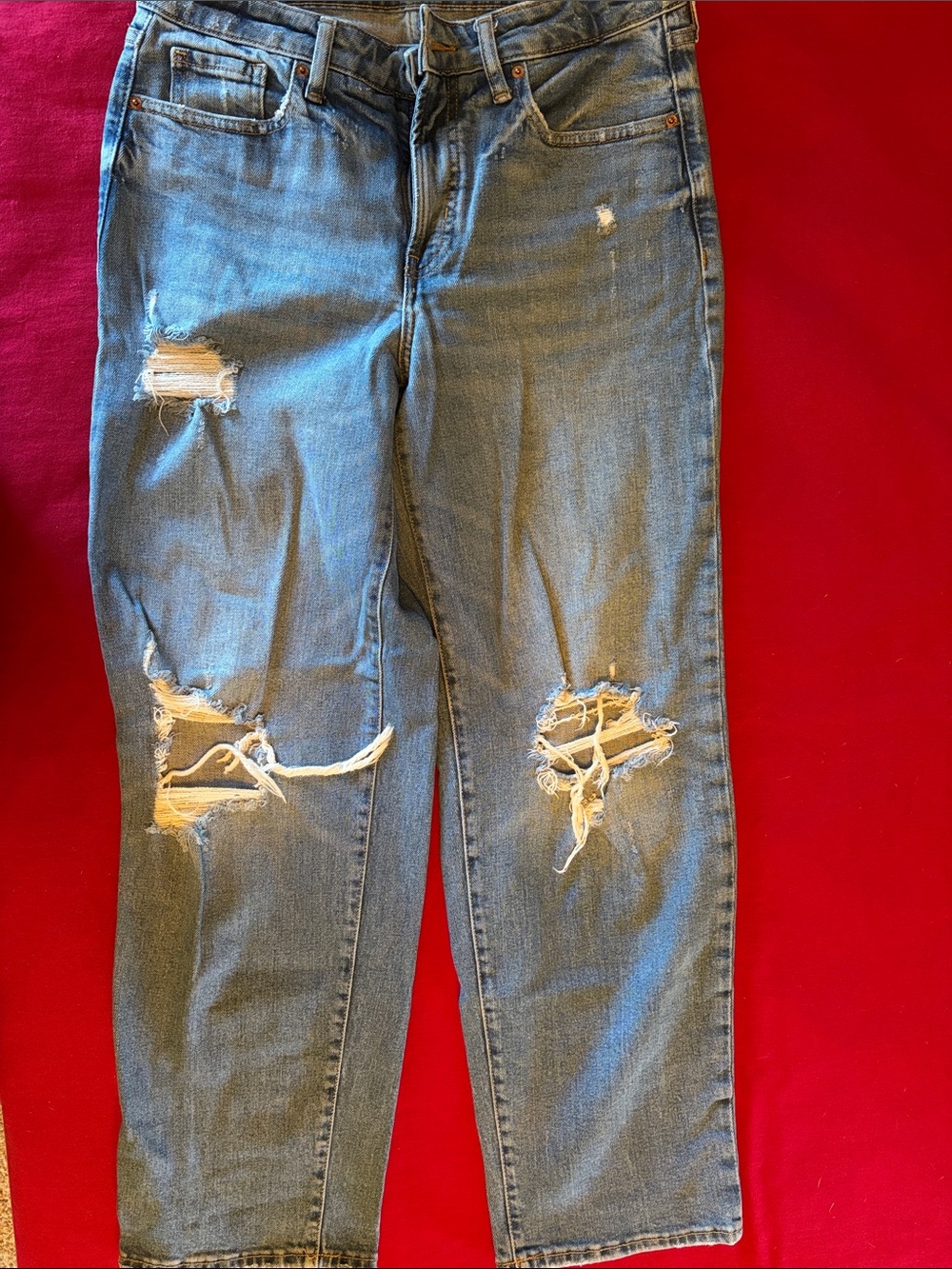 Old Navy Distressed Boyfriend Jeans in Light Blue Denim